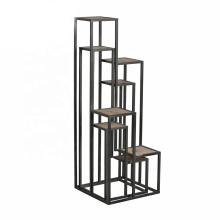 Mayco Garden Design Metal and Wood Decorative 4 Tier Flower Shelf Plant Stand Set